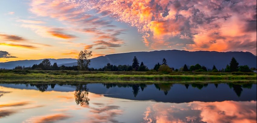 Symmetrical Photography of Clouds Covered Blue Sky